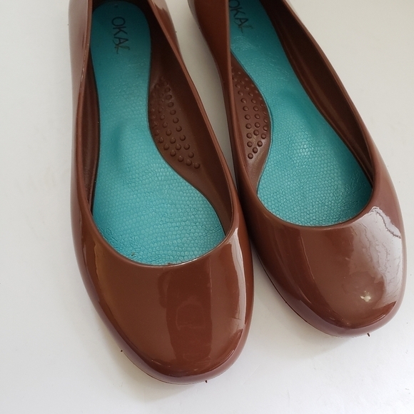 Oka B Brown Jelly Round Toe Ballet Flats Slip On Size 7 EUC - Picture 9 of 9
